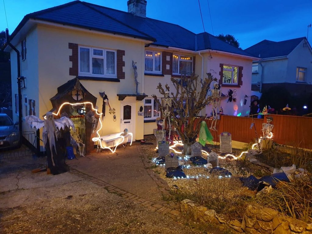 A house decorated for Halloween