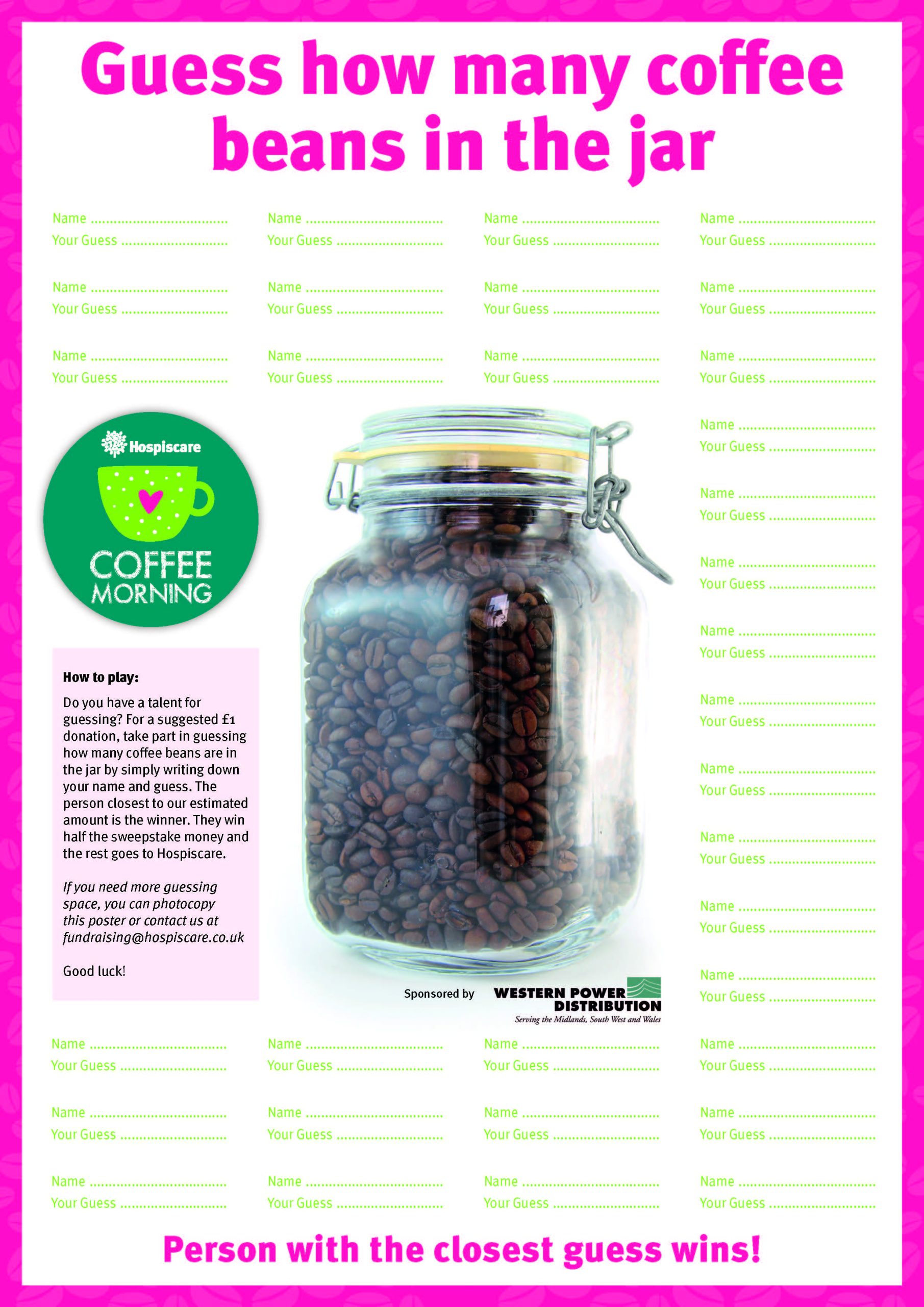 Coffee Beans Game Sheet