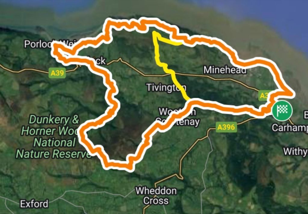 A route map of part of the South West Coast path