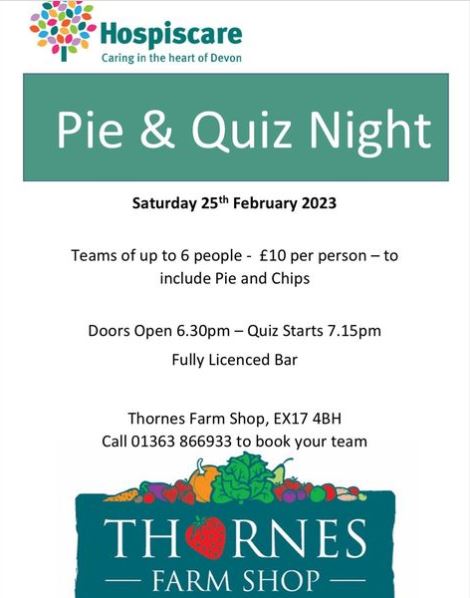 A poster for pie and quiz night